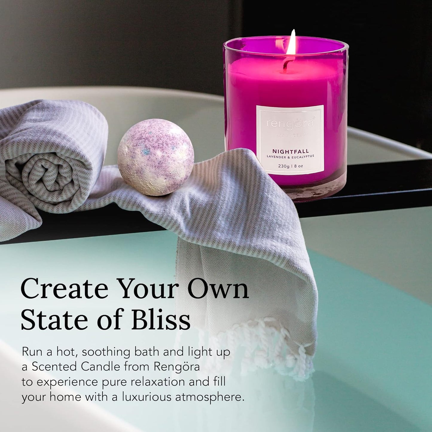 Lavender and Eucalyptus Scented Candles - 8oz Clean Burning Soy Wax in Magenta Purple Glass, Ideal for Home Aromatherapy and Thoughtful Gifts for Women