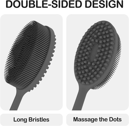 Silicone Body Scrubber Exfoliator with Handle, Gentle Back Scrubber for Shower, Bath Scrubber for Body