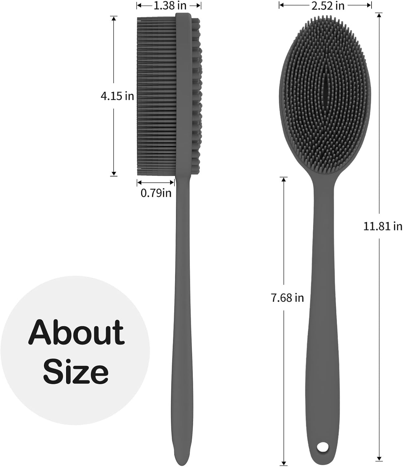 Silicone Body Scrubber Exfoliator with Handle, Gentle Back Scrubber for Shower, Bath Scrubber for Body