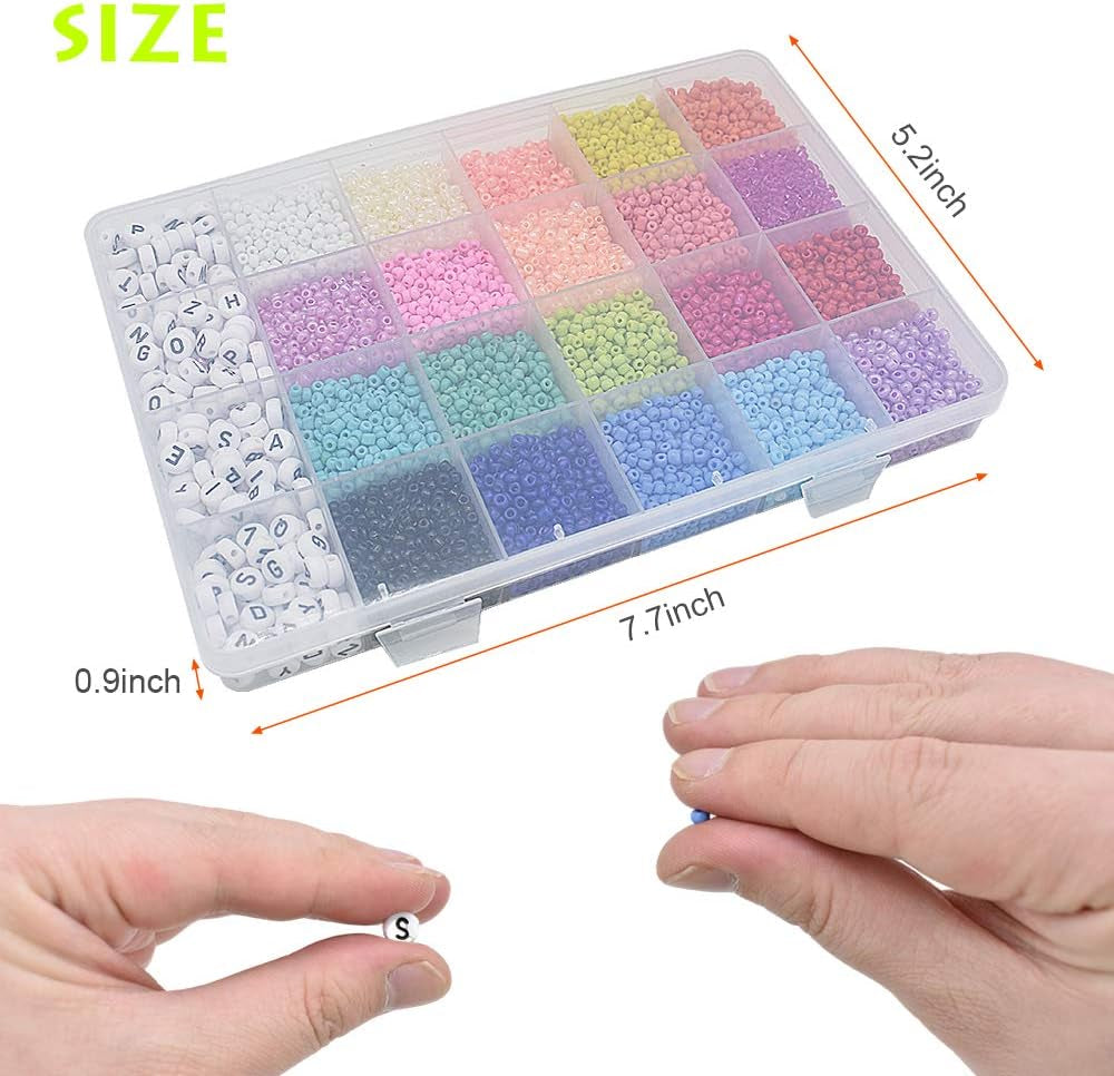 Comprehensive 10,000-Piece Glass Seed Beads Kit with 280 Alphabet Letter Beads for DIY Jewelry and Bracelet Crafting