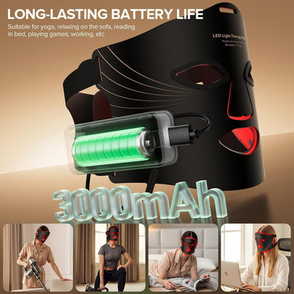Red Light Therapy Mask for Face, LED Face Mask Light Therapy with Rechargeable Remote, Led Face Mask Light Therapy, Black