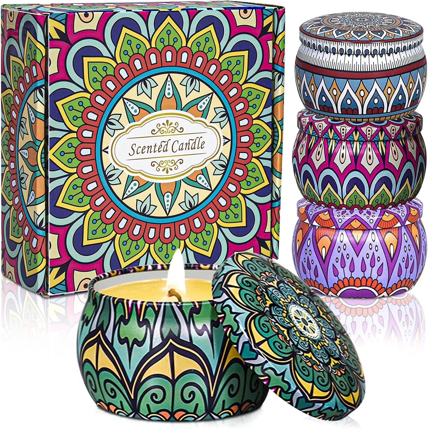 4-Pack Aromatherapy Soy Wax Scented Candle Gift Set for Stress Relief and Home Fragrance - Ideal for Yoga, Sleep, and Special Occasions