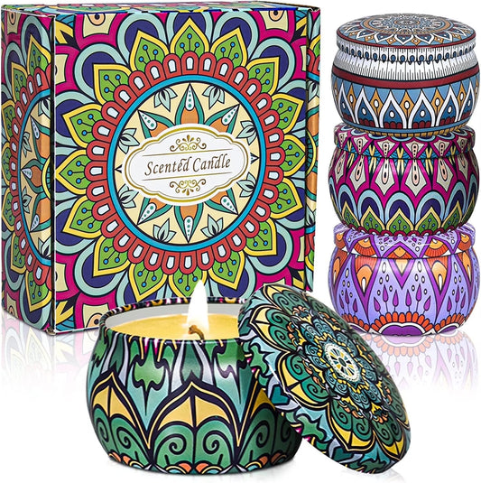 4-Pack Aromatherapy Soy Wax Scented Candle Gift Set for Stress Relief and Home Fragrance - Ideal for Yoga, Sleep, and Special Occasions