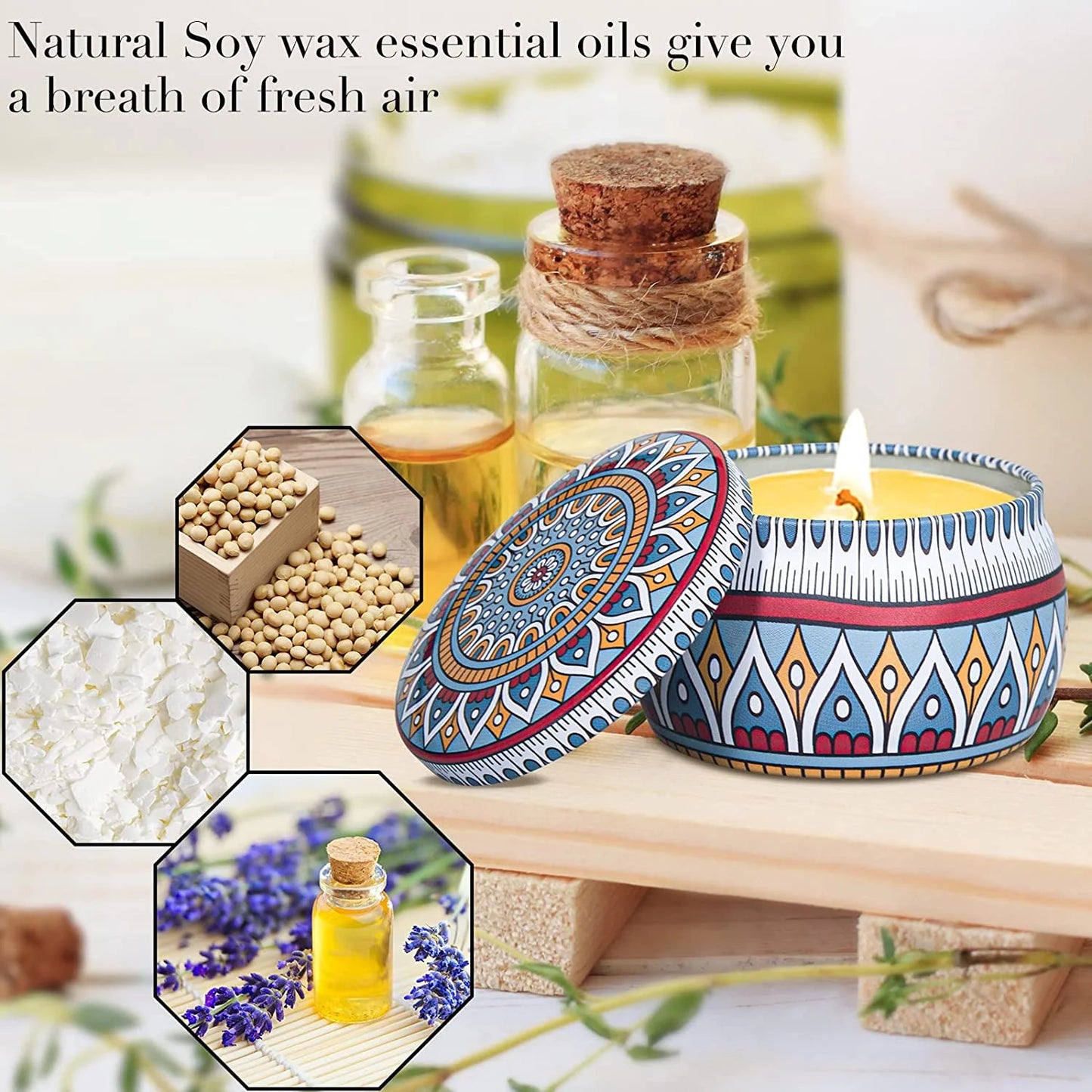 4-Pack Aromatherapy Soy Wax Scented Candle Gift Set for Stress Relief and Home Fragrance - Ideal for Yoga, Sleep, and Special Occasions