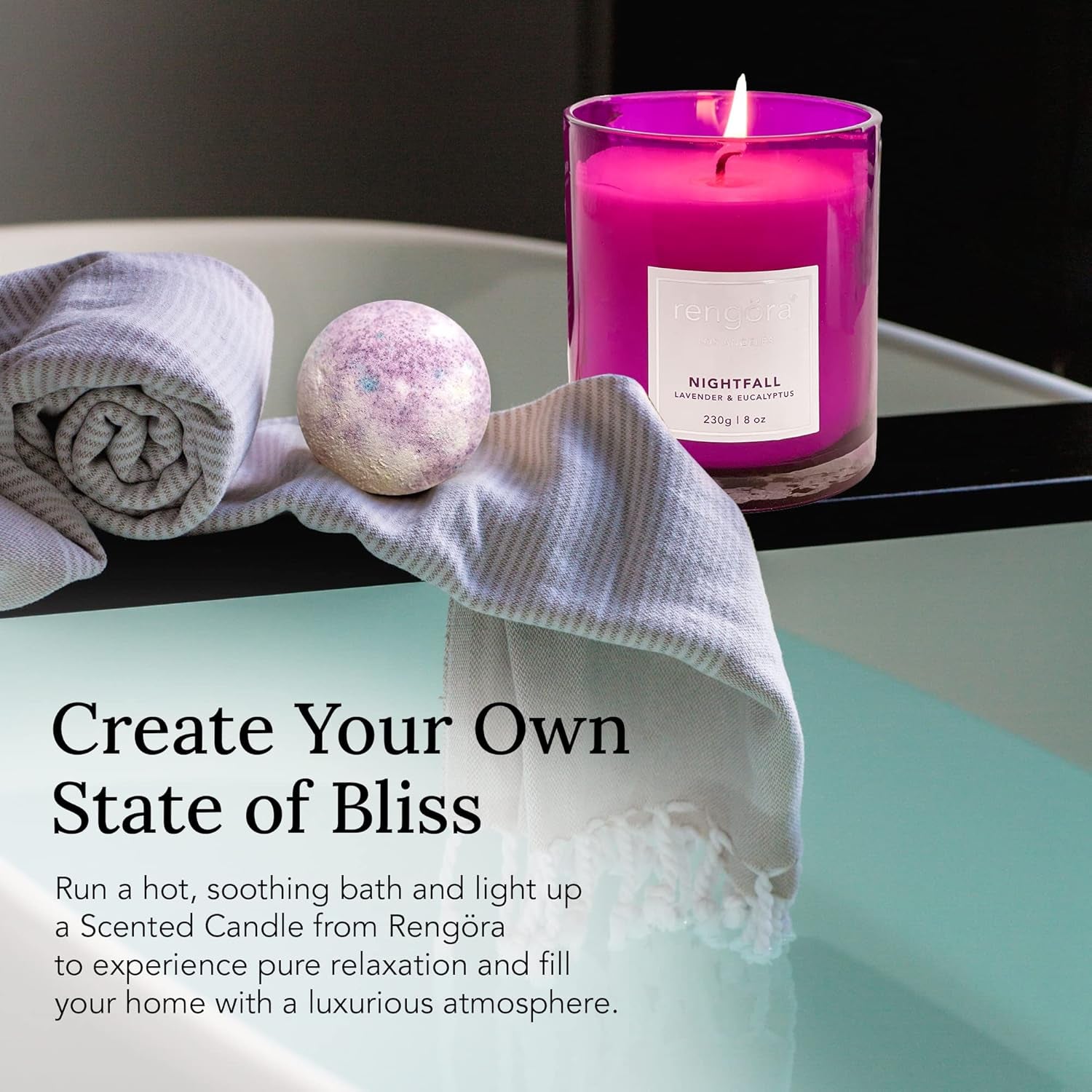 Lavender and Eucalyptus Scented Candles - 8oz Clean Burning Soy Wax in Magenta Purple Glass, Ideal for Home Aromatherapy and Thoughtful Gifts for Women