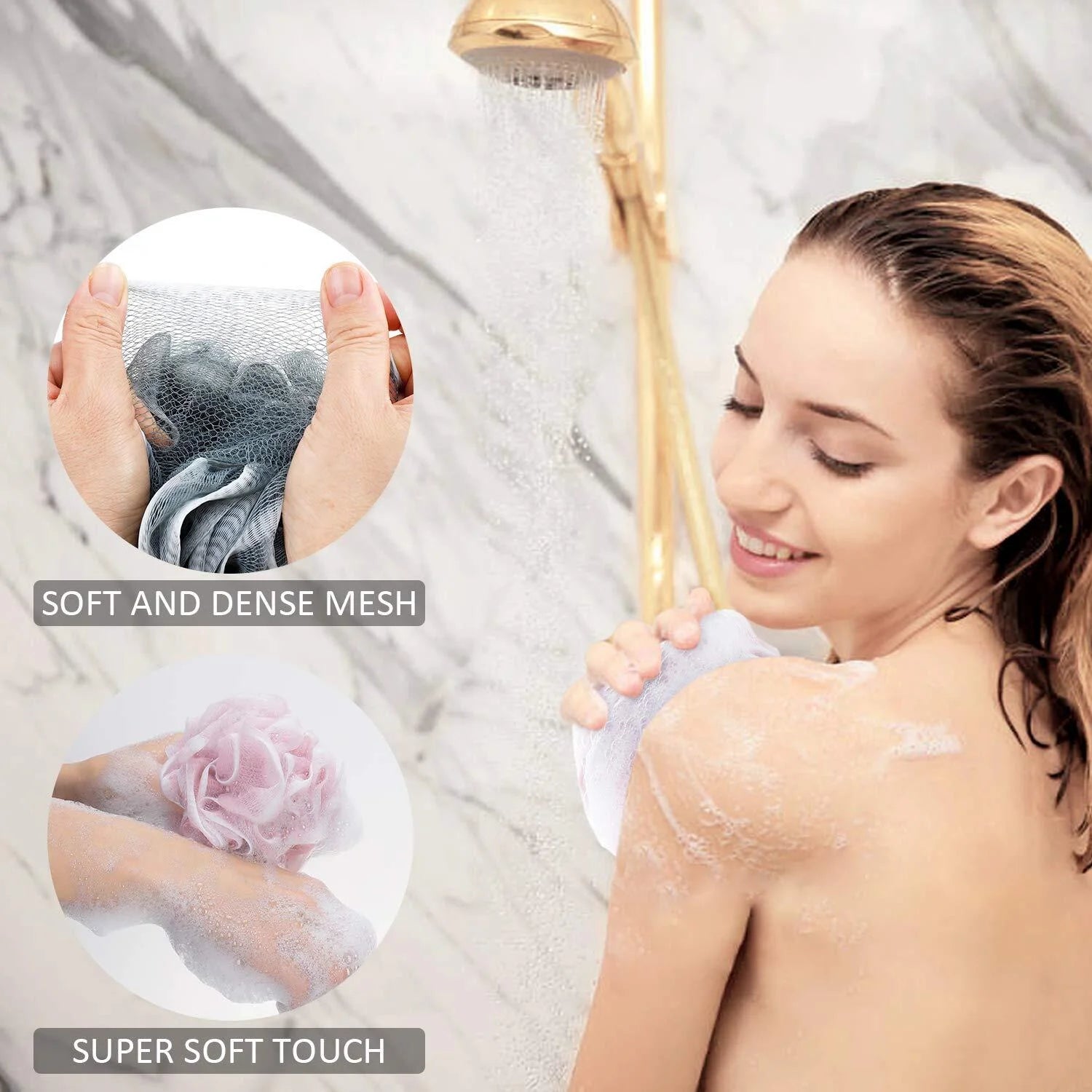 4 Pieces 75G Loofahs Shower Bath Sponges Exfoliating Loofah Wash Scrunchies Bath Sponges for Shower