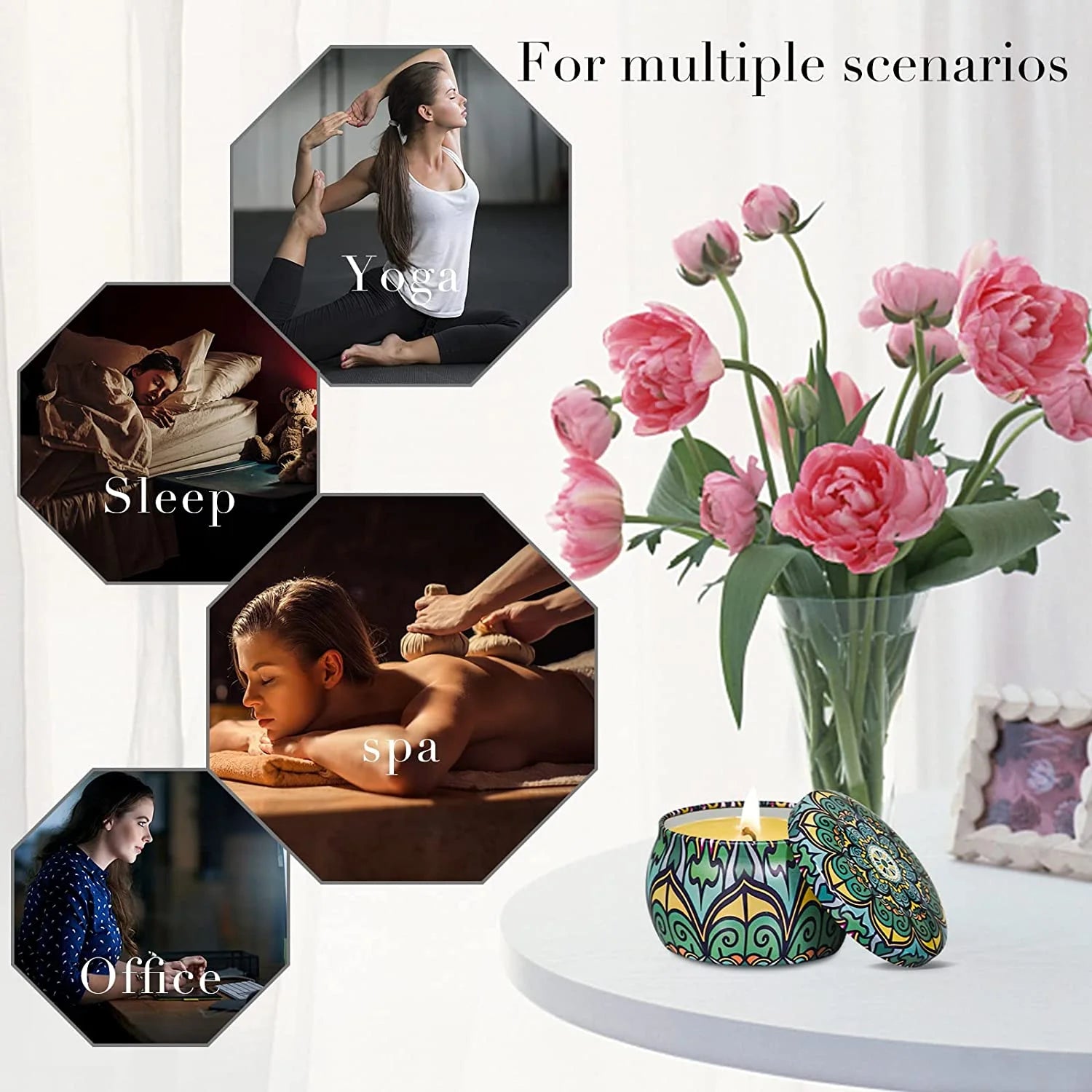 4-Pack Aromatherapy Soy Wax Scented Candle Gift Set for Stress Relief and Home Fragrance - Ideal for Yoga, Sleep, and Special Occasions