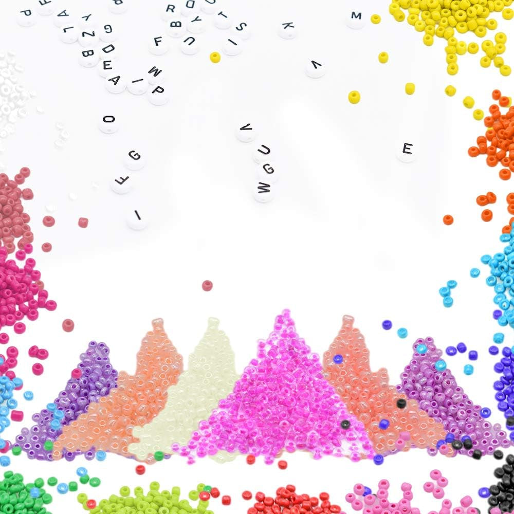 Comprehensive 10,000-Piece Glass Seed Beads Kit with 280 Alphabet Letter Beads for DIY Jewelry and Bracelet Crafting