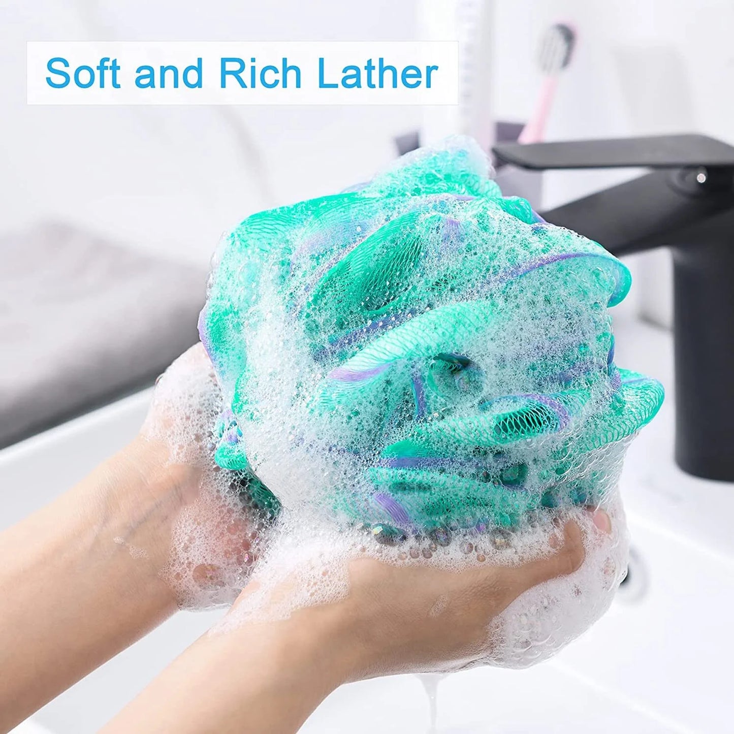 4 Pieces 75G Loofahs Shower Bath Sponges Exfoliating Loofah Wash Scrunchies Bath Sponges for Shower