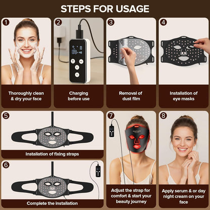 Red Light Therapy Mask for Face, LED Face Mask Light Therapy with Rechargeable Remote, Led Face Mask Light Therapy, Black