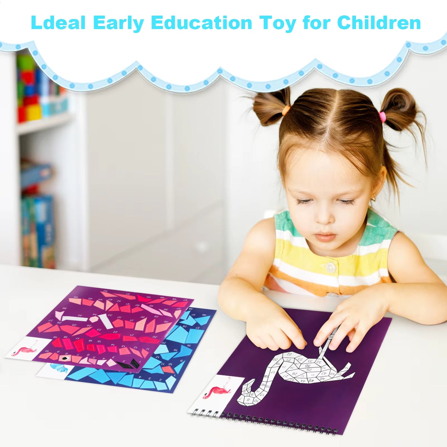 Sticker Book Crafts for Children Ages 4-8: Numbered Sticker Activity for Cognitive Development, Ideal for Gifts and Travel Entertainment