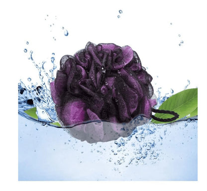 Topboutique Bath Shower Loofah Sponge 60G Bath Mesh Pouf Shower Ball Body Scrubber Exfoliating Bath Sponge for Women and Men, Set of 4 Christmas Gift，Flower Color