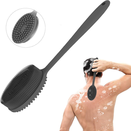 Silicone Body Scrubber Exfoliator with Handle, Gentle Back Scrubber for Shower, Bath Scrubber for Body