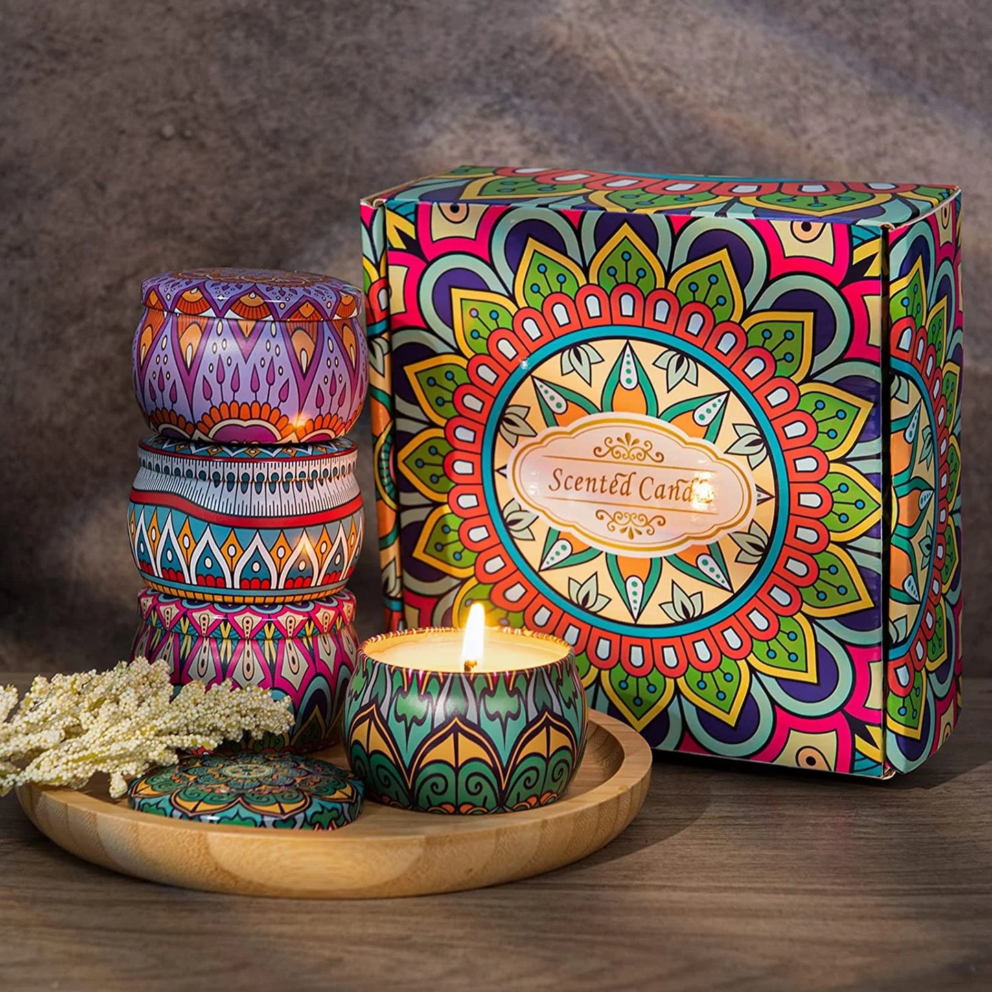 4-Pack Aromatherapy Soy Wax Scented Candle Gift Set for Stress Relief and Home Fragrance - Ideal for Yoga, Sleep, and Special Occasions