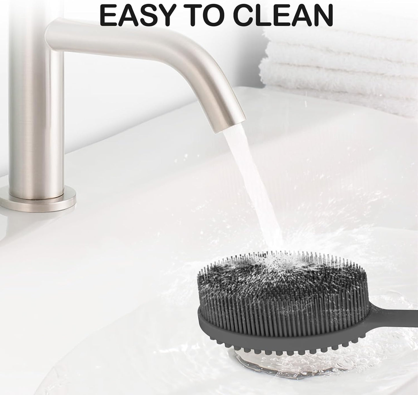 Silicone Body Scrubber Exfoliator with Handle, Gentle Back Scrubber for Shower, Bath Scrubber for Body
